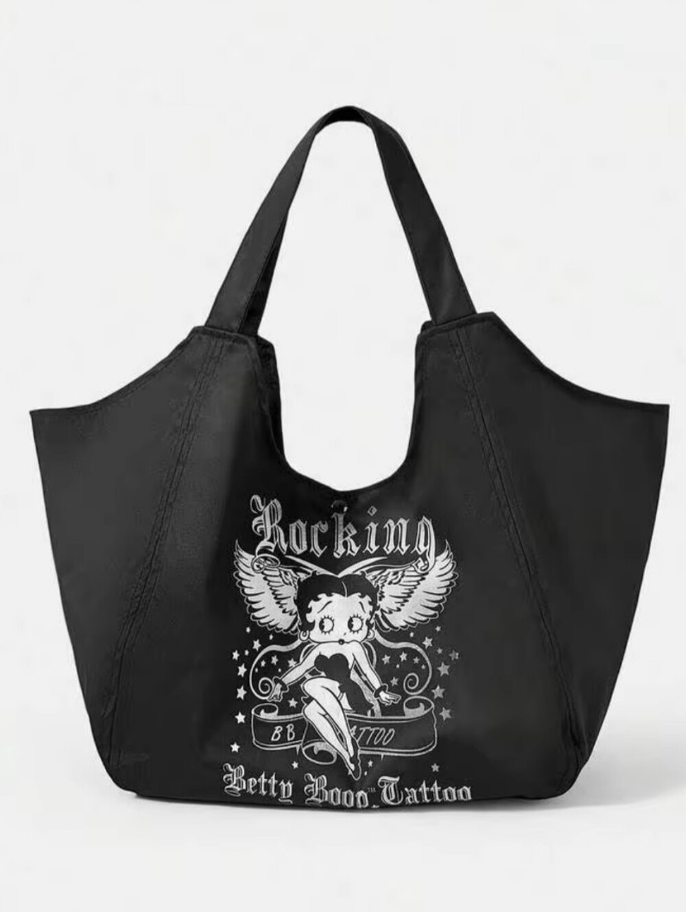 Betty Boop Fábric Black Graphic Winged Tote